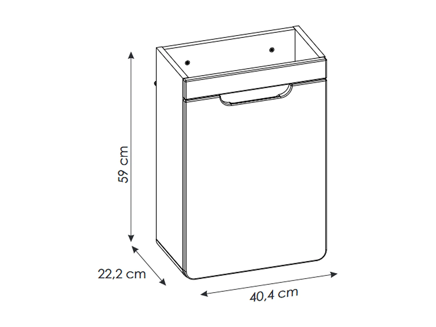 Meuble sous vasque de 40 cm - Gris - 1 porte - PASTI