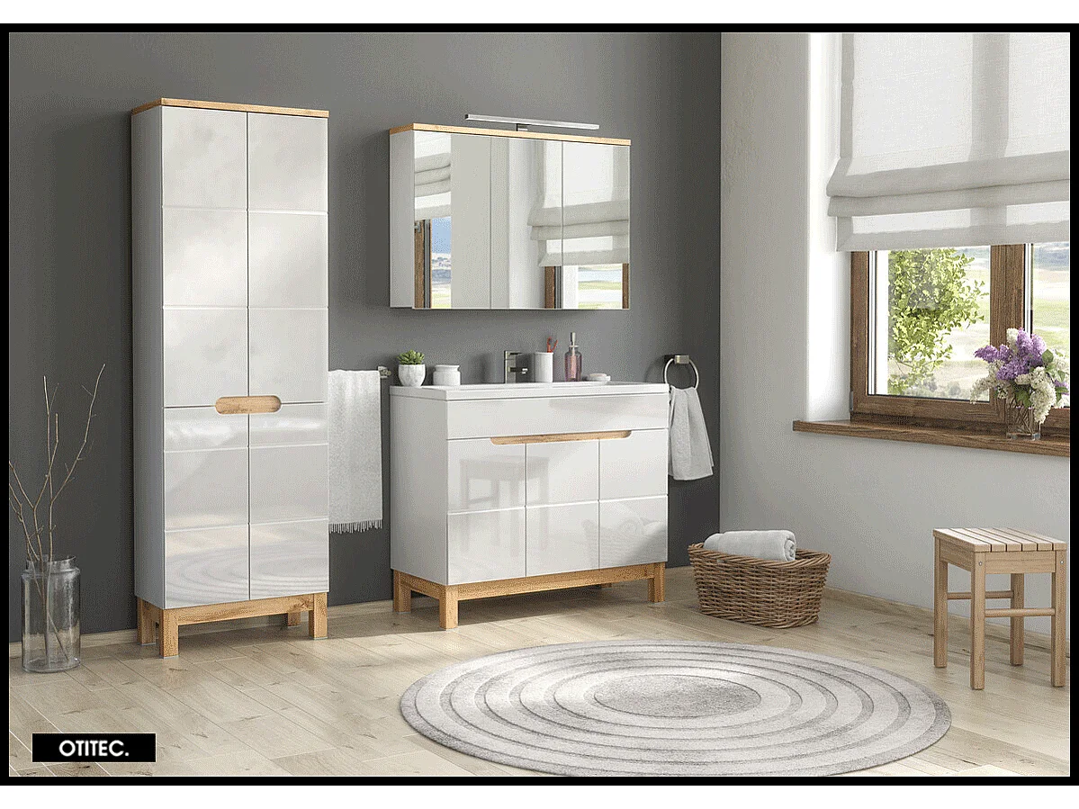 Meuble sous vasque de 100 cm - Blanc - 3 portes - BALI WHITE