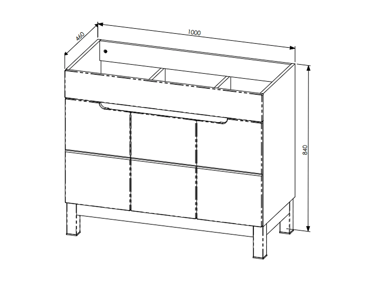 Meuble sous vasque de 100 cm - Blanc - 3 portes - BALI WHITE