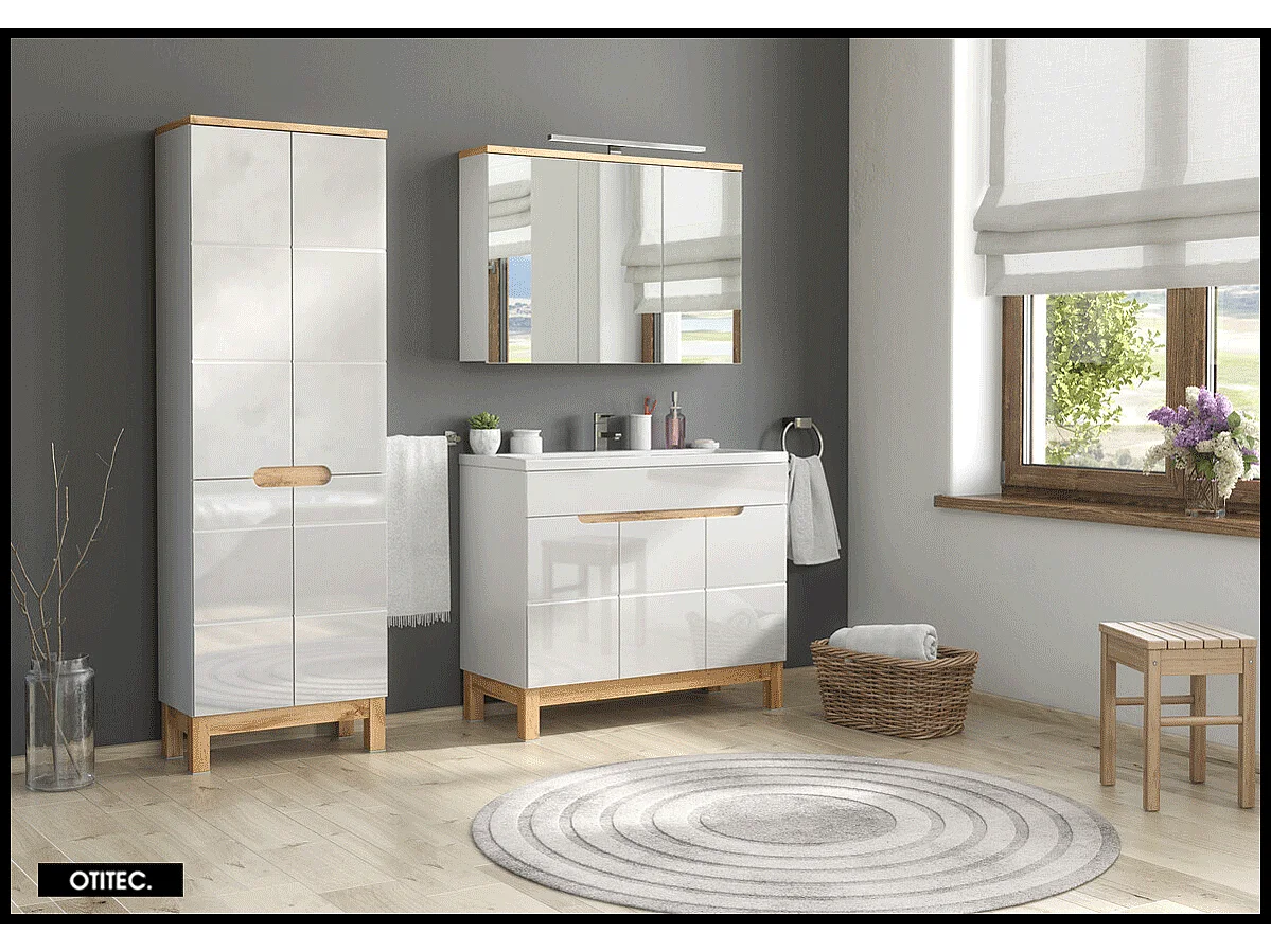 Meuble sous vasque de 100 cm - Blanc - 3 portes - BALI WHITE