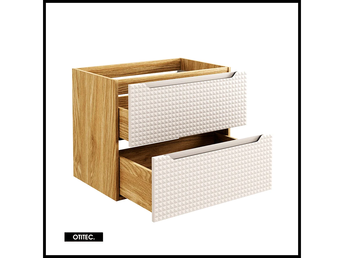 Meuble sous vasque de 70 cm - Beige - 2 tiroirs - SETTA