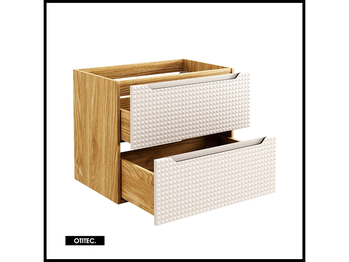 Meuble sous vasque de 70 cm - Beige - 2 tiroirs - SETTA