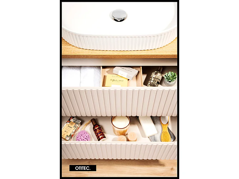 Meuble sous vasque de 60 cm - Cachemire Mat - 2 tiroirs - VOLTA