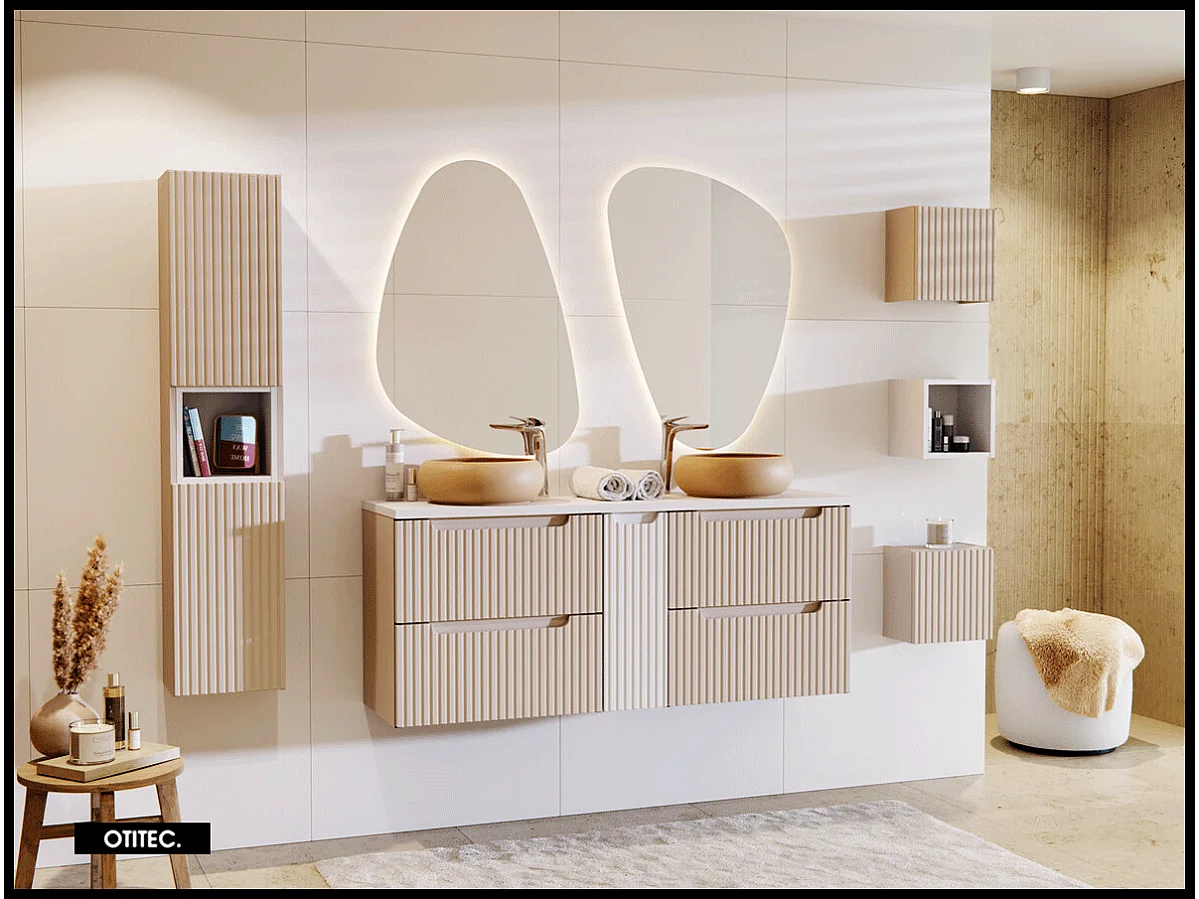 Meuble sous vasque de 60 cm - Cachemire Mat - 2 tiroirs - VOLTA