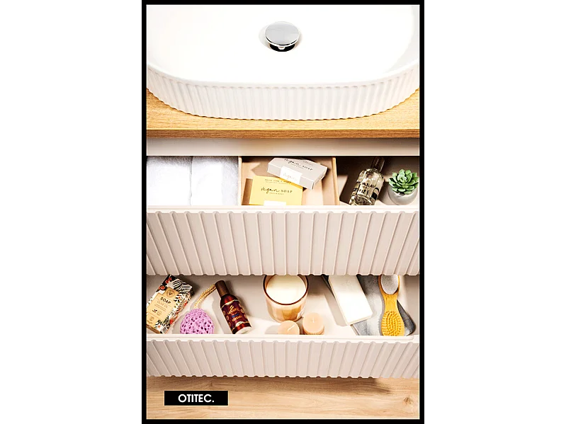 Meuble sous vasque de 60 cm - Cachemire Mat - 2 tiroirs - VOLTA