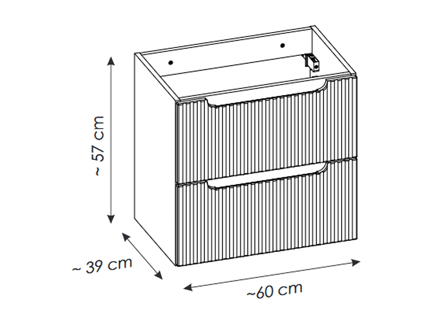 Meuble sous vasque de 60 cm - Cachemire Mat - 2 tiroirs - VOLTA