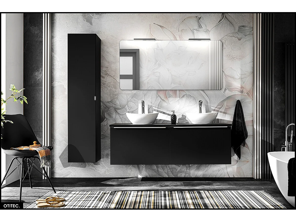 Meuble sous vasque - 80 cm - 2 tiroirs - BOLD BLACK