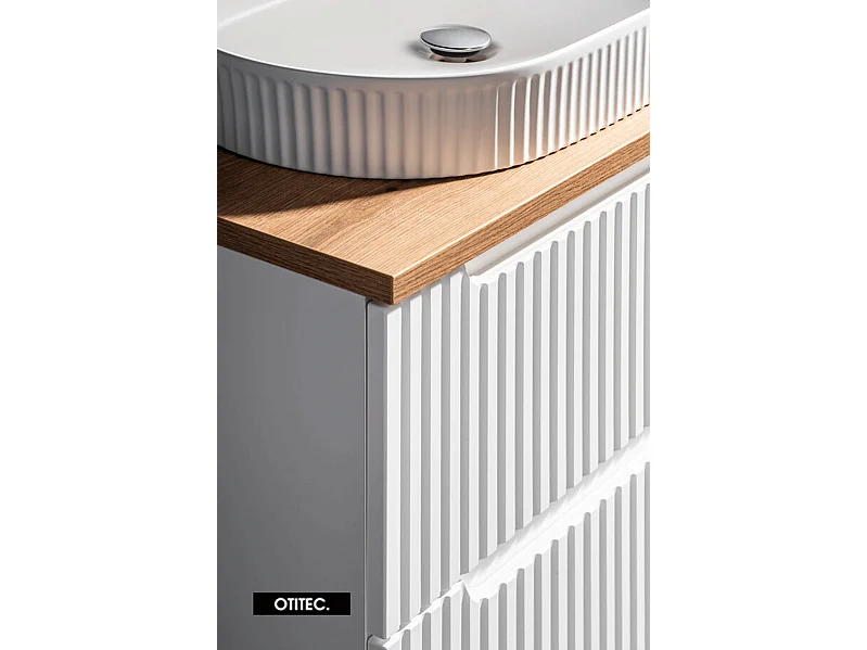 Meuble sous vasque de 60 cm - Blanc - 2 portes - VOLTA