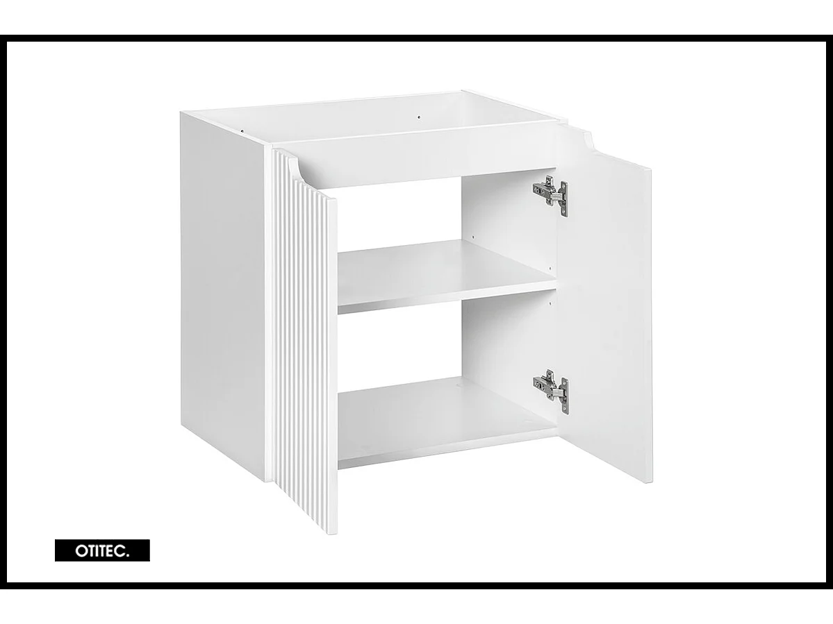 Meuble sous vasque de 60 cm - Blanc - 2 portes - VOLTA