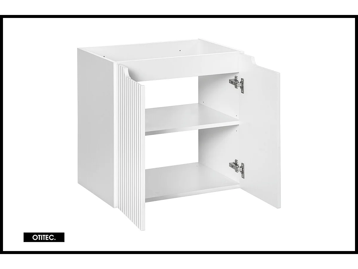 Meuble sous vasque de 60 cm - Blanc - 2 portes - VOLTA