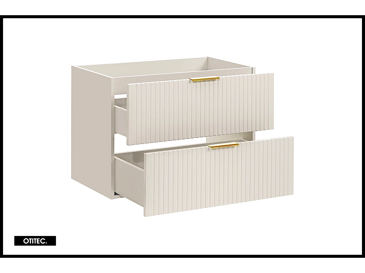 Meuble sous vasque de 80 cm - Cachemire Mat - 2 tiroirs - LIVA