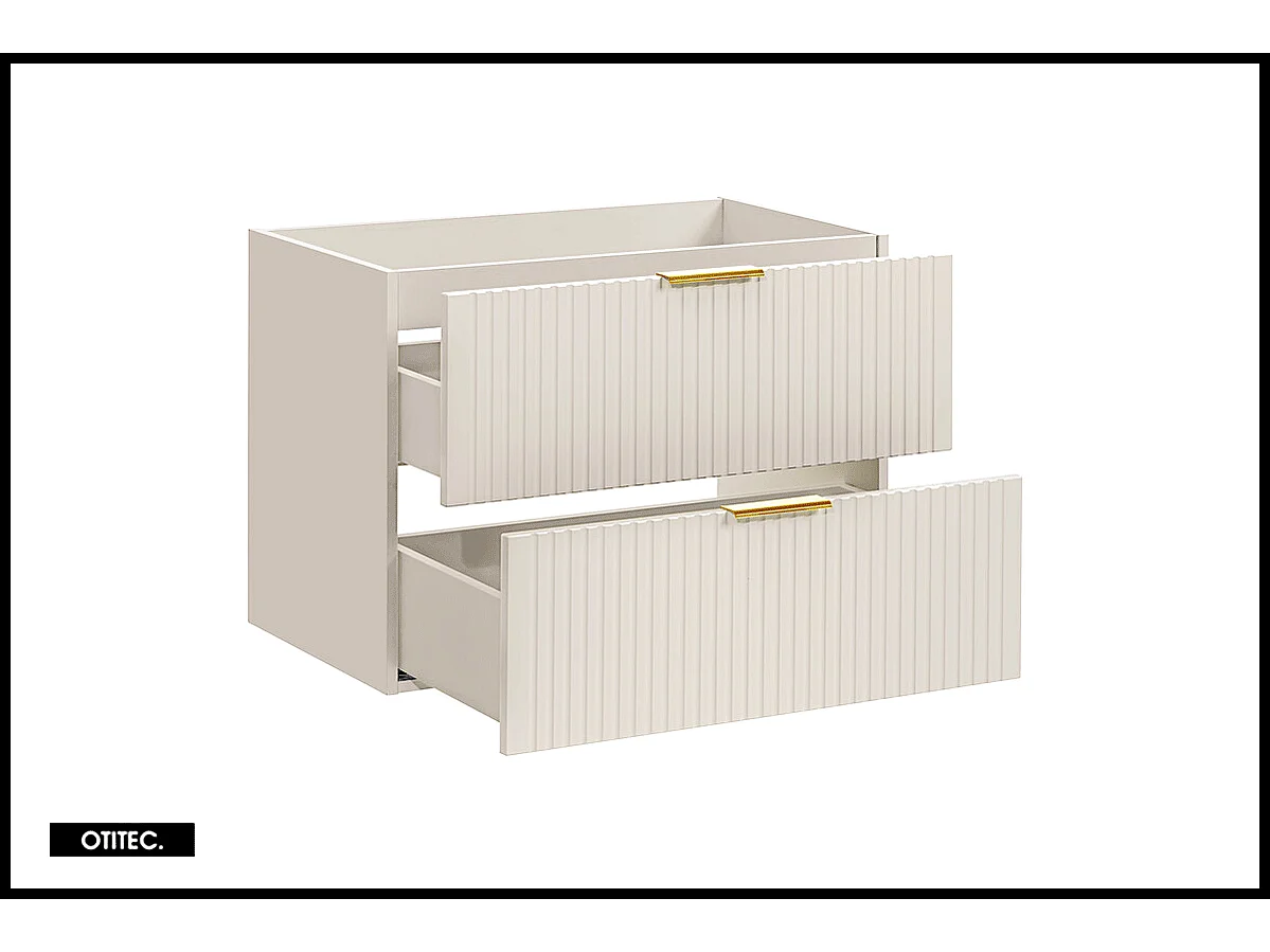 Meuble sous vasque de 80 cm - Cachemire Mat - 2 tiroirs - LIVA