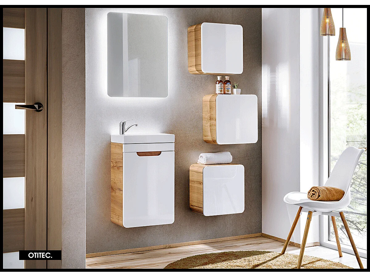 Meuble sous vasque de 40 cm - Blanc - 1 porte - PASTI