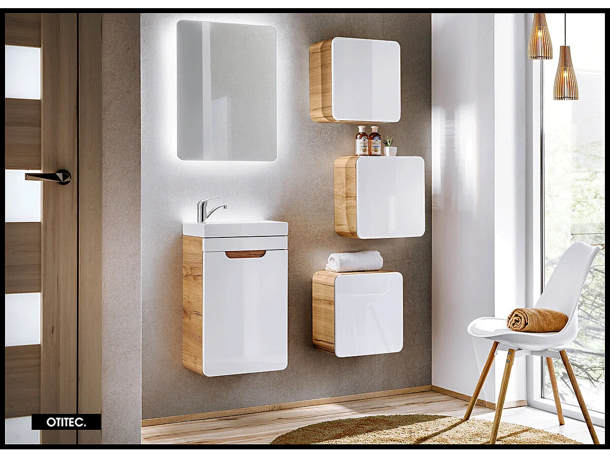 Meuble sous vasque de 40 cm - Blanc - 1 porte - PASTI