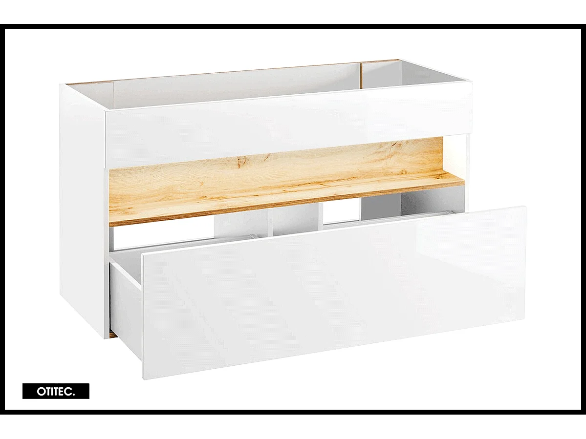 Meuble sous vasque de 120 cm - Blanc - 1 tiroir - CYCLO