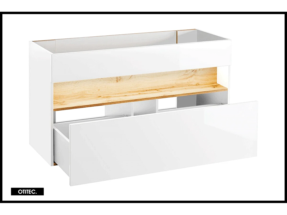 Meuble sous vasque de 120 cm - Blanc - 1 tiroir - CYCLO