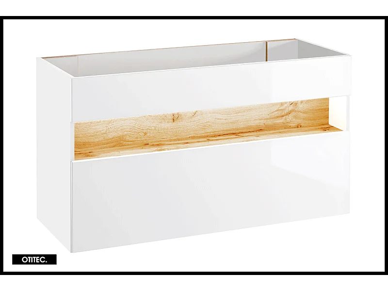 Meuble sous vasque de 120 cm - Blanc - 1 tiroir - CYCLO