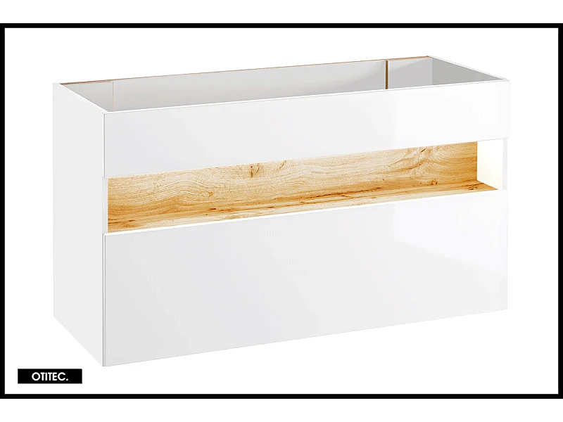 Meuble sous vasque de 120 cm - Blanc - 1 tiroir - CYCLO