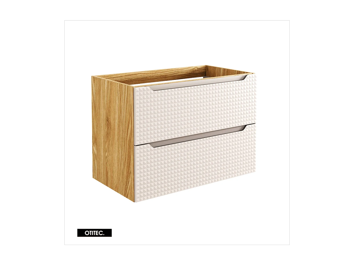 Meuble sous vasque de 80 cm - Beige - 2 tiroirs - SETTA
