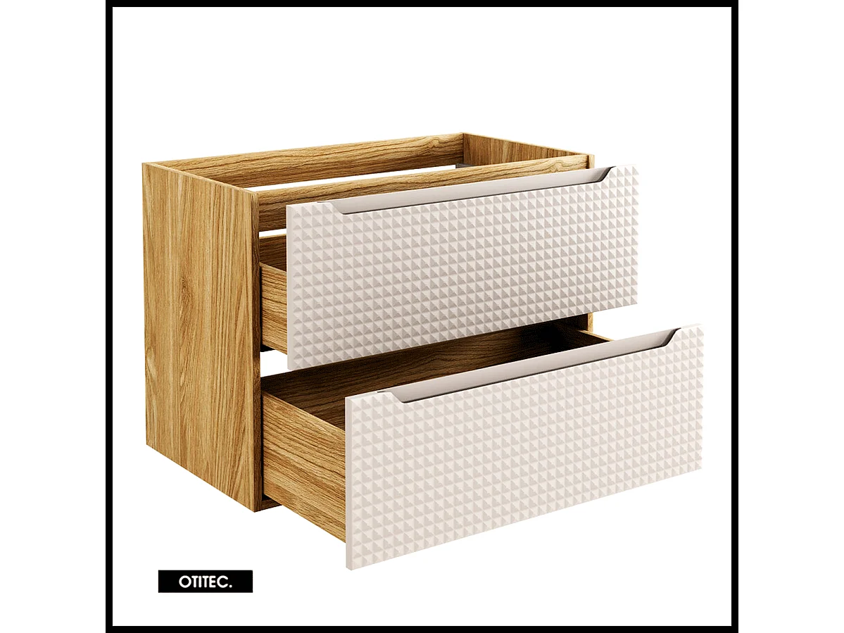 Meuble sous vasque de 80 cm - Beige - 2 tiroirs - SETTA
