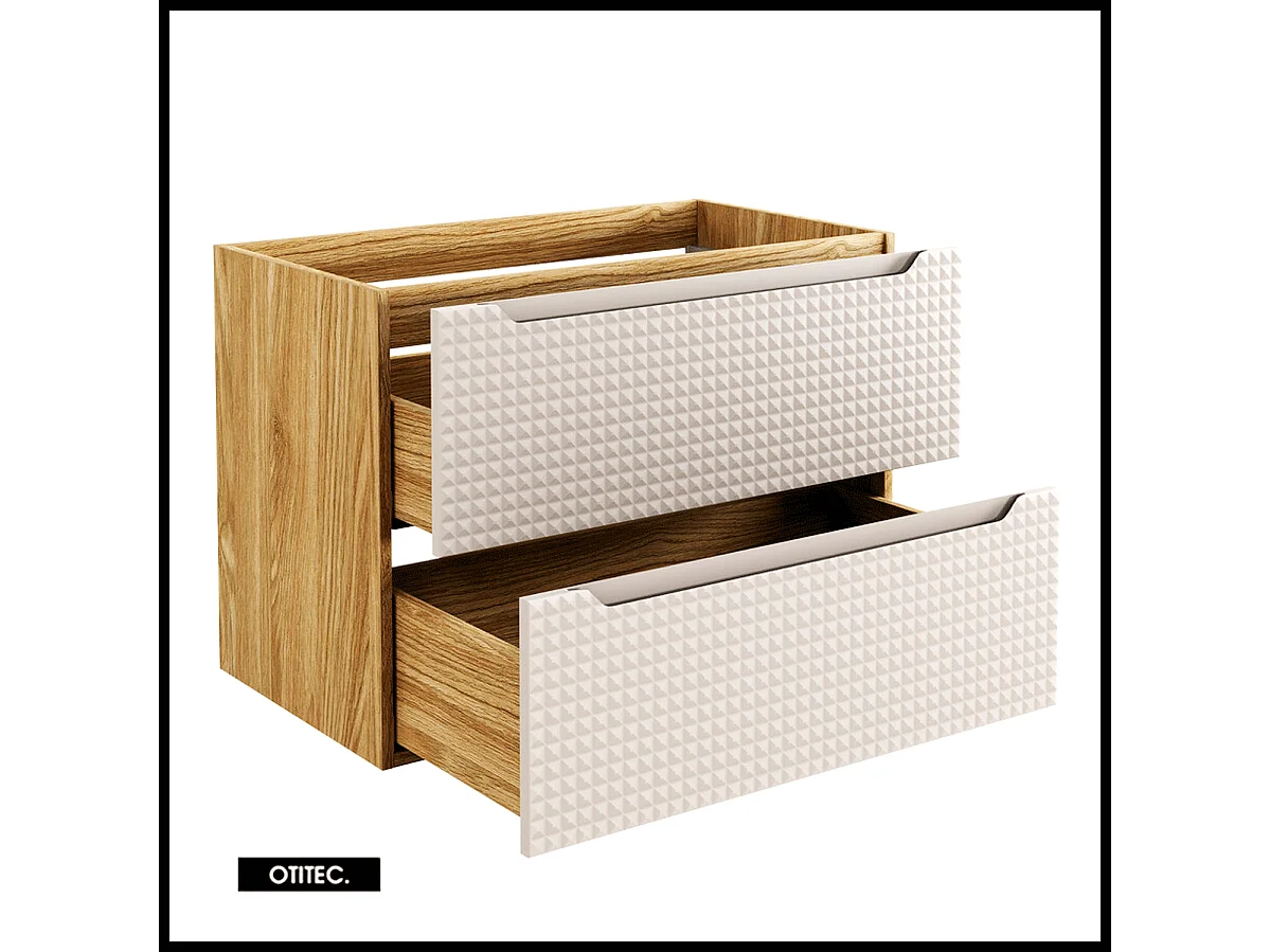 Meuble sous vasque de 80 cm - Beige - 2 tiroirs - SETTA