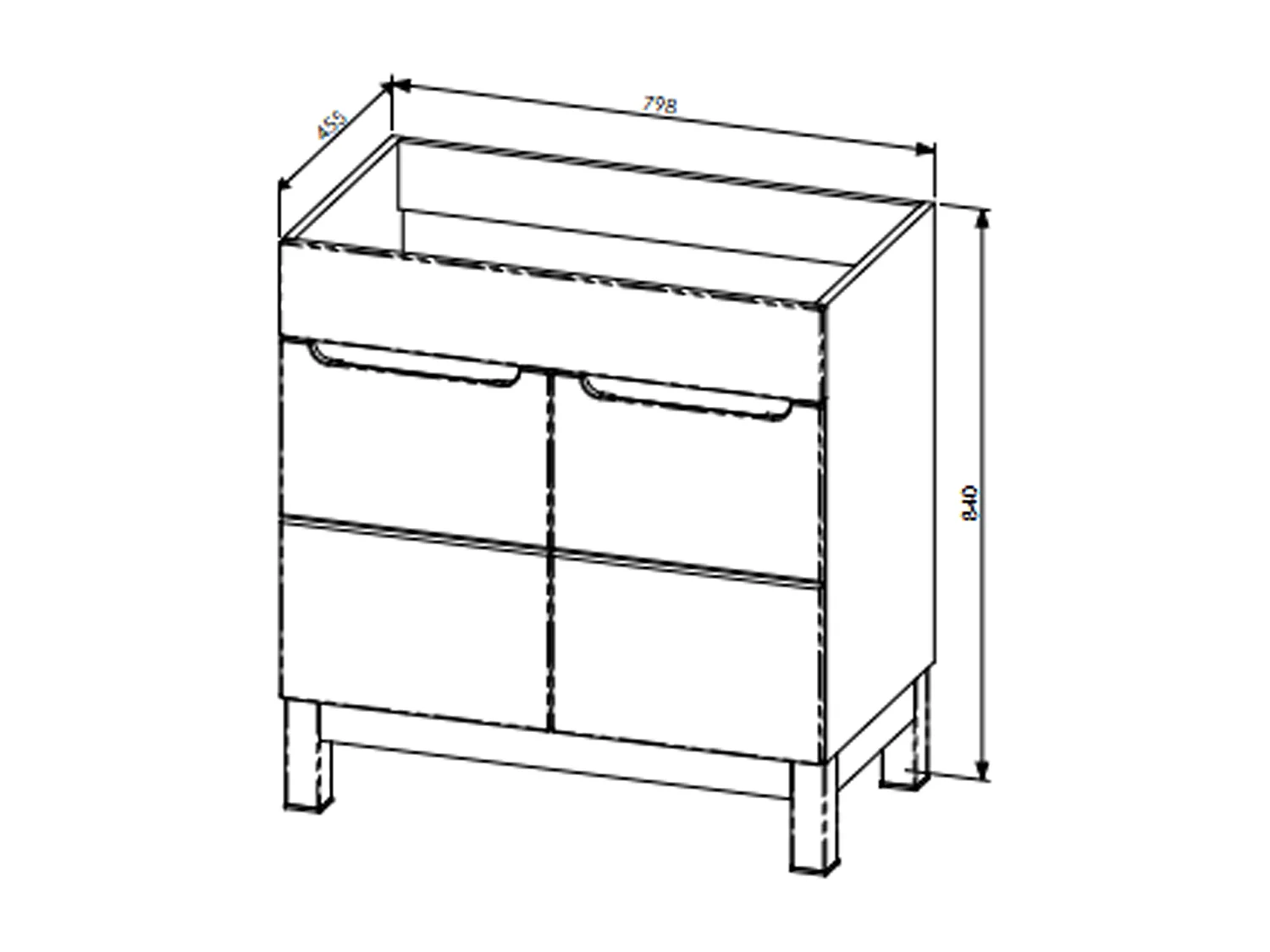 Meuble sous vasque de 80 cm - Blanc - 2 portes - BALI WHITE