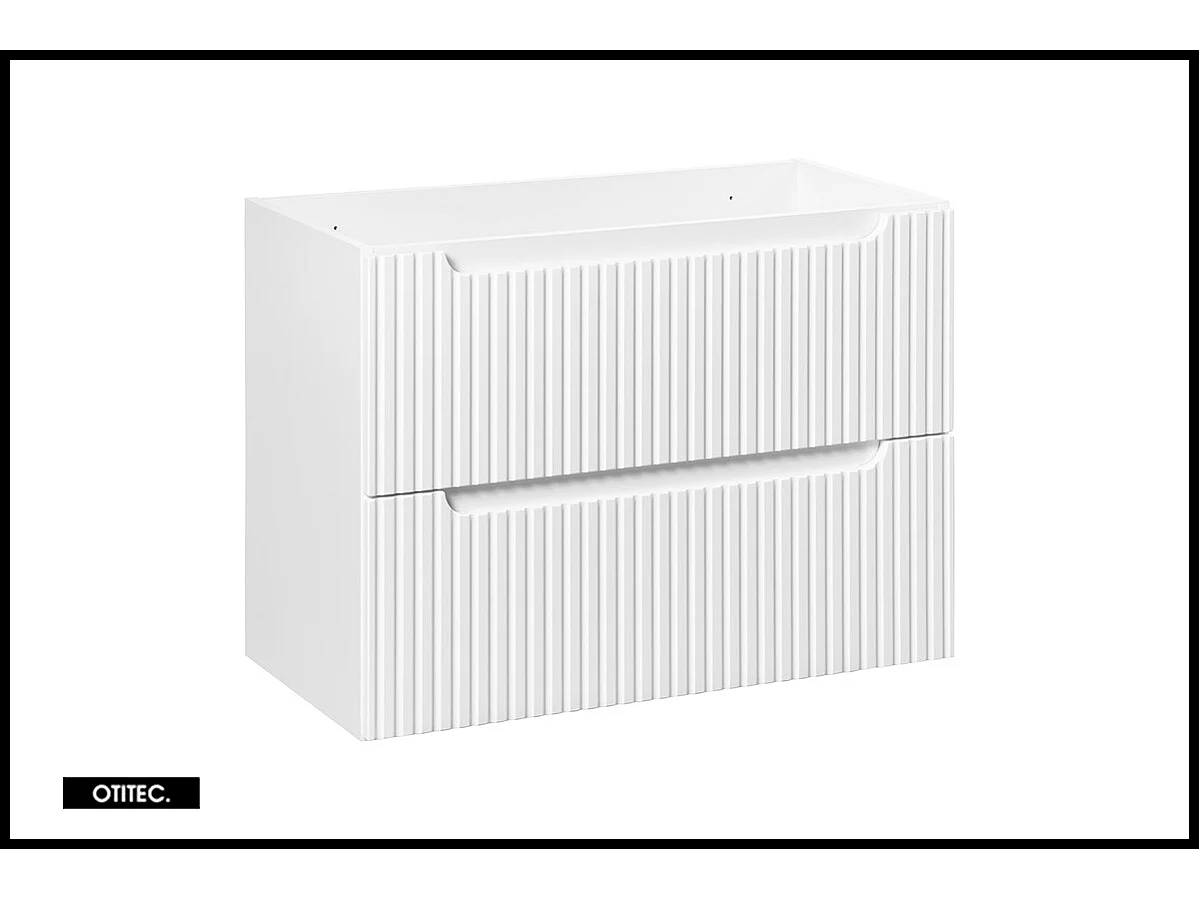 Meuble sous vasque de 80 cm - Blanc - 2 tiroirs - VOLTA
