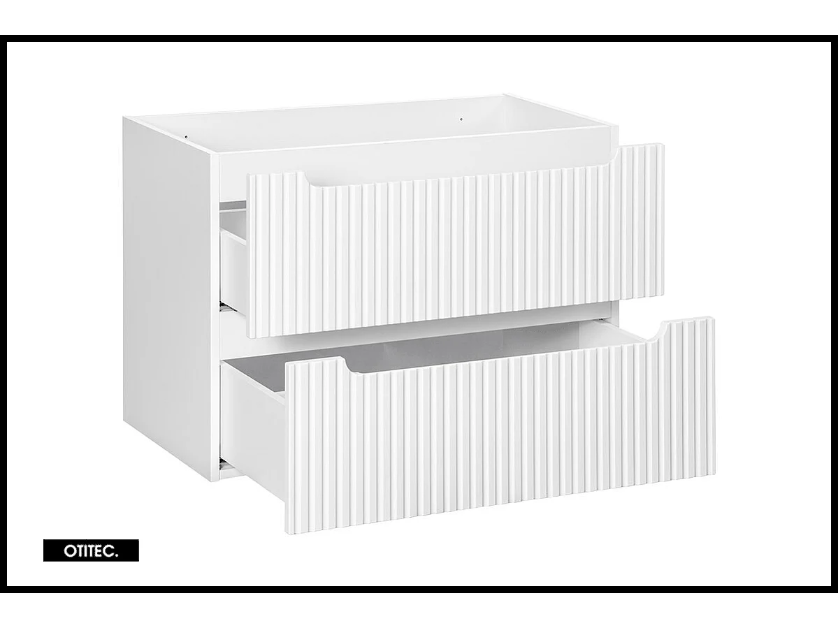 Meuble sous vasque de 80 cm - Blanc - 2 tiroirs - VOLTA