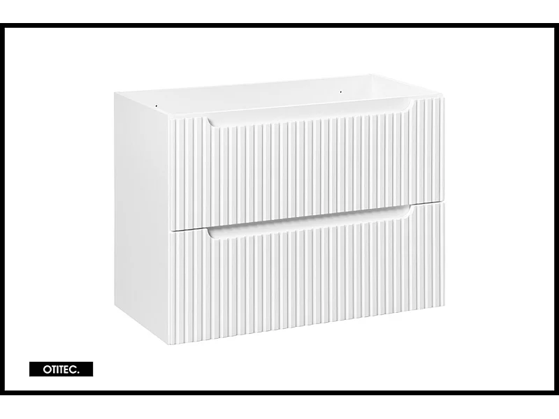 Meuble sous vasque de 80 cm - Blanc - 2 tiroirs - VOLTA