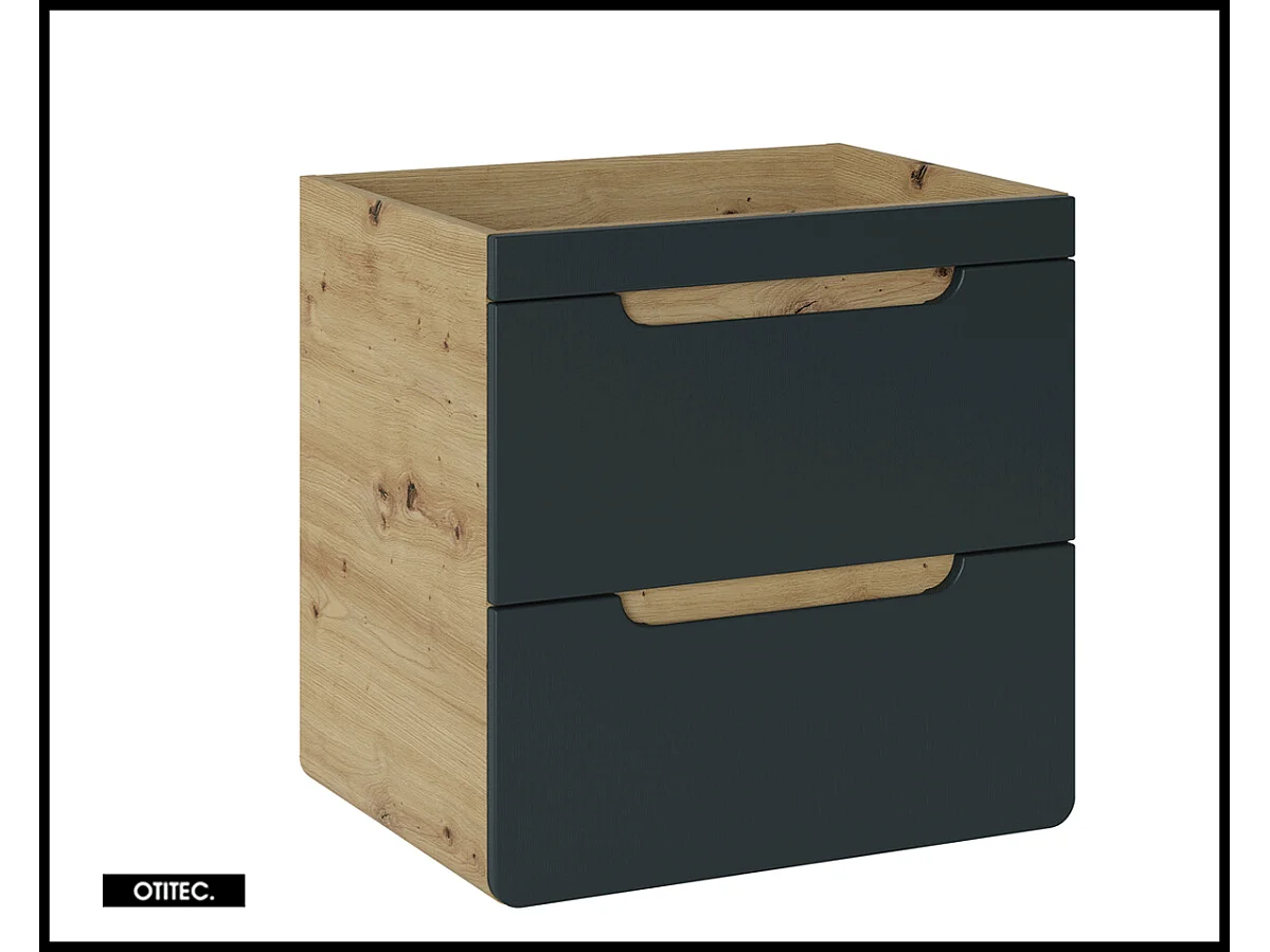 Meuble sous vasque de 60 cm - Gris - 2 tiroirs - PASTI