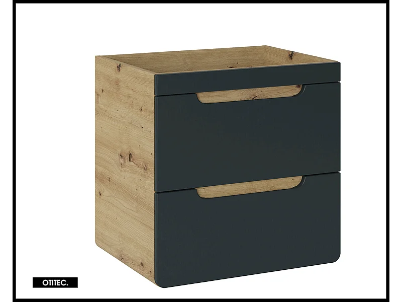 Meuble sous vasque de 60 cm - Gris - 2 tiroirs - PASTI