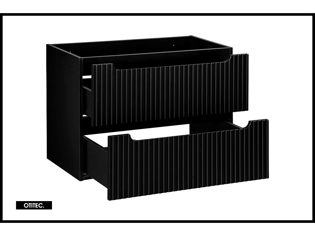 Meuble sous vasque de 80 cm - Noir - 2 tiroirs - VOLTA