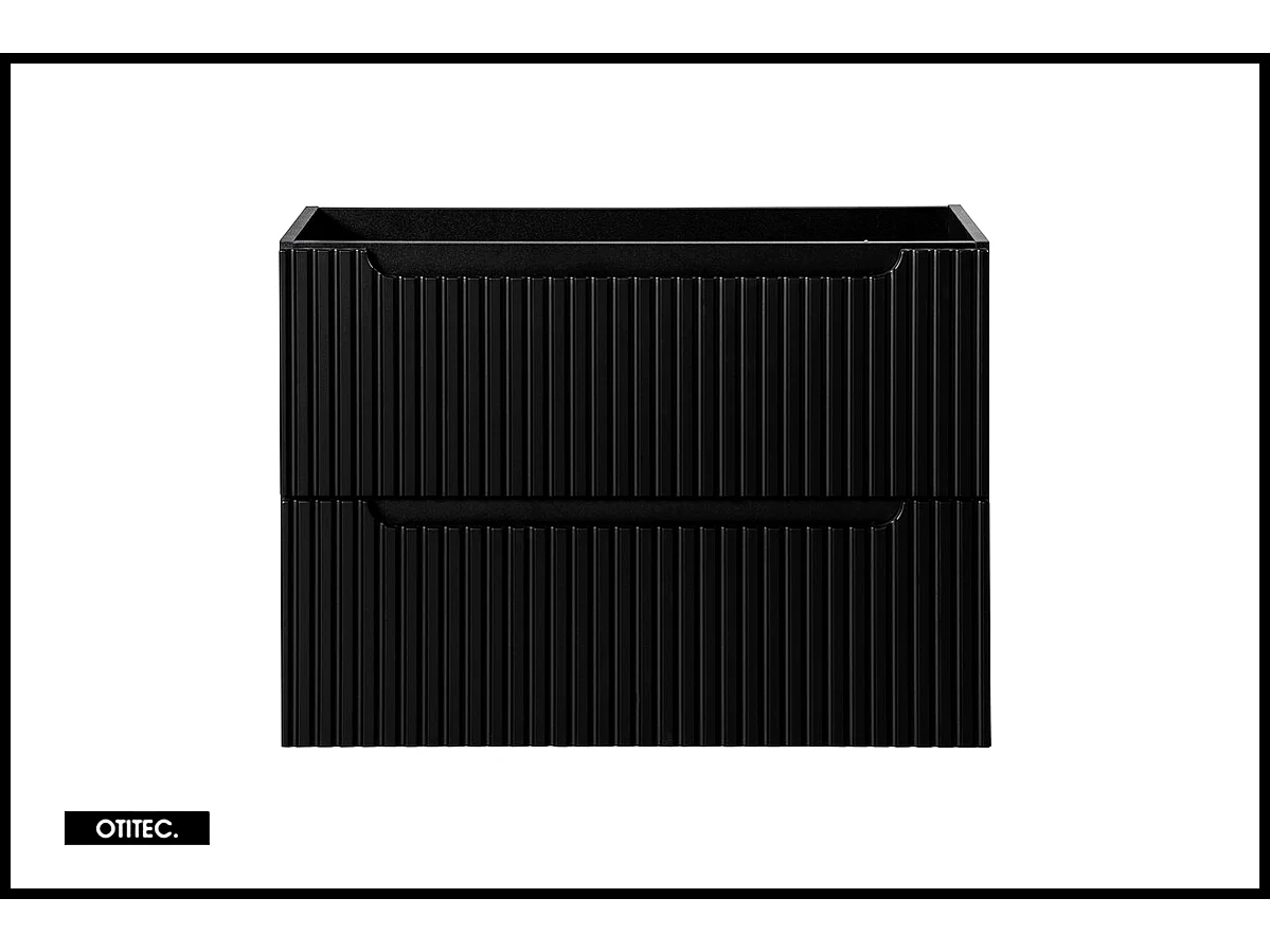 Meuble sous vasque de 80 cm - Noir - 2 tiroirs - VOLTA