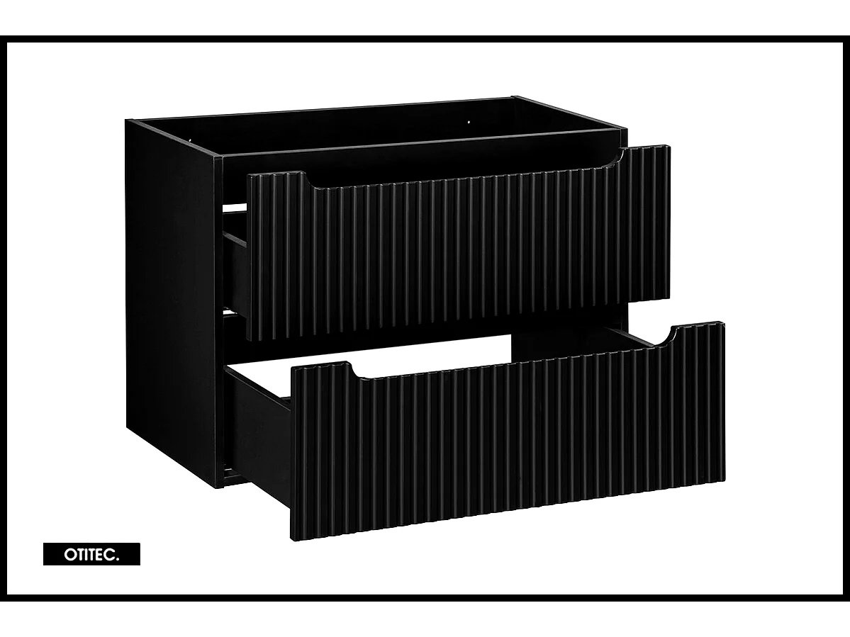 Meuble sous vasque de 80 cm - Noir - 2 tiroirs - VOLTA