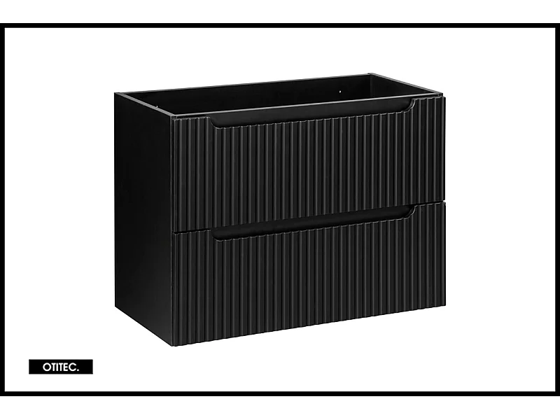 Meuble sous vasque de 80 cm - Noir - 2 tiroirs - VOLTA