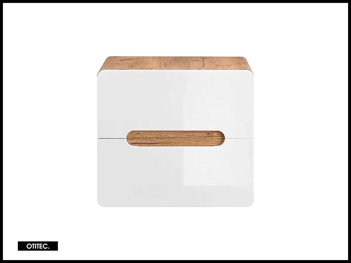 Meuble sous vasque de 60 cm - Blanc - 2 tiroirs - PASTI