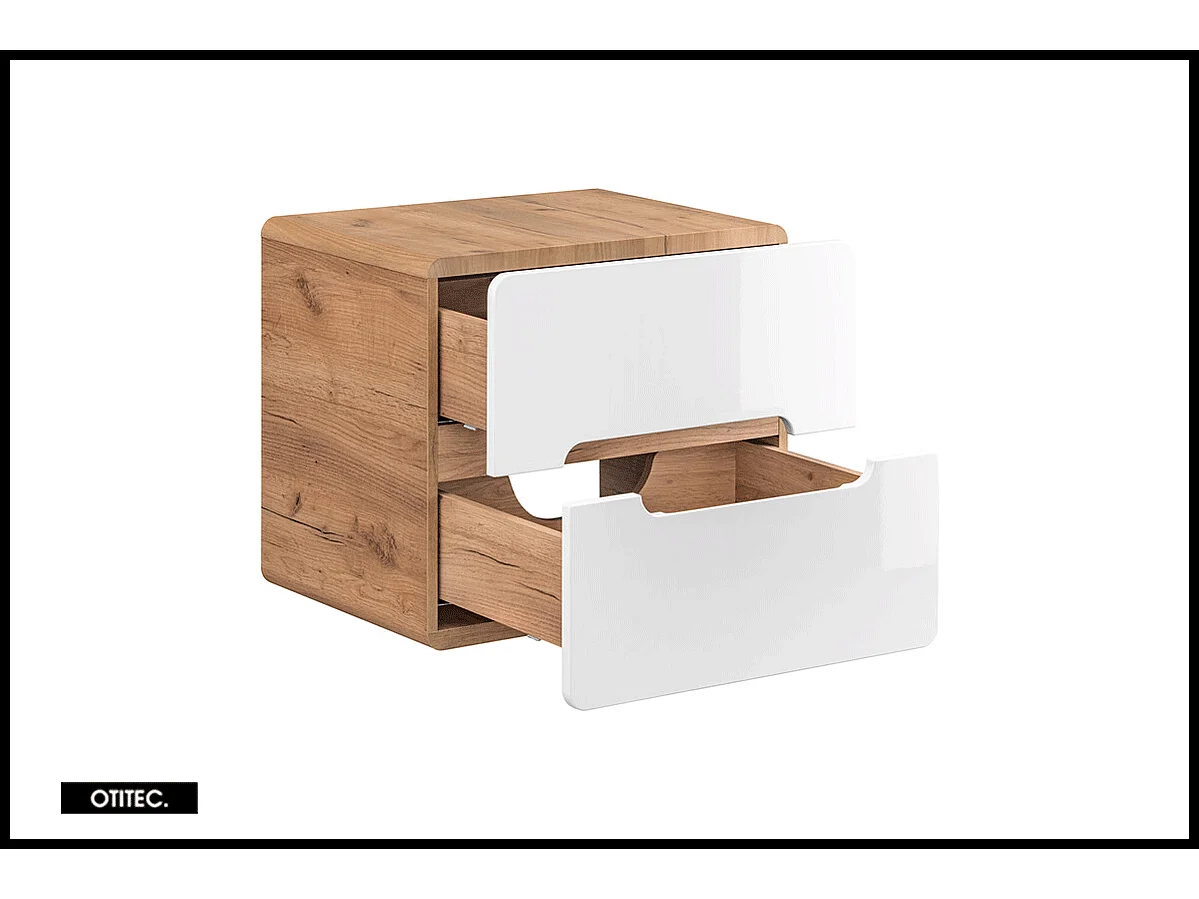 Meuble sous vasque de 60 cm - Blanc - 2 tiroirs - PASTI