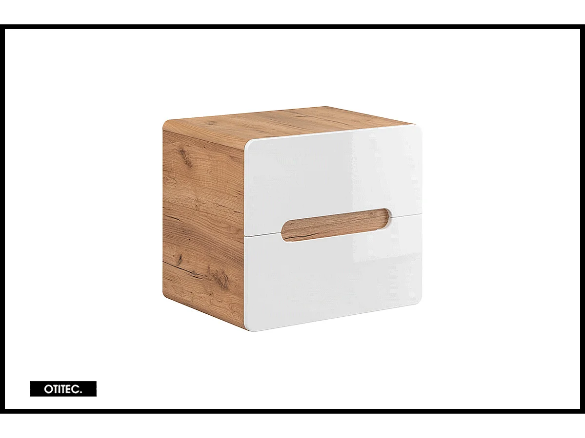 Meuble sous vasque de 60 cm - Blanc - 2 tiroirs - PASTI