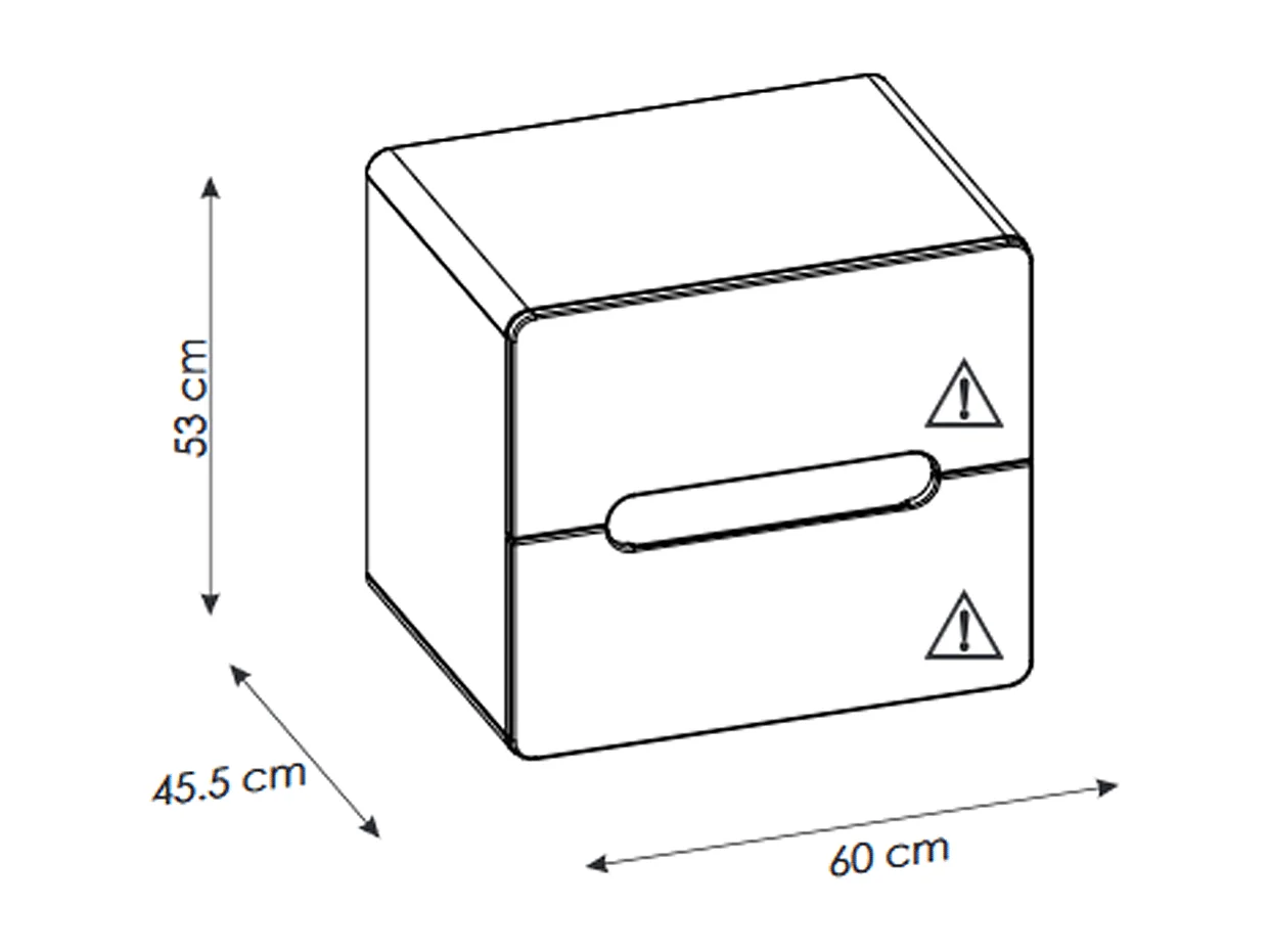 Meuble sous vasque de 60 cm - Blanc - 2 tiroirs - PASTI