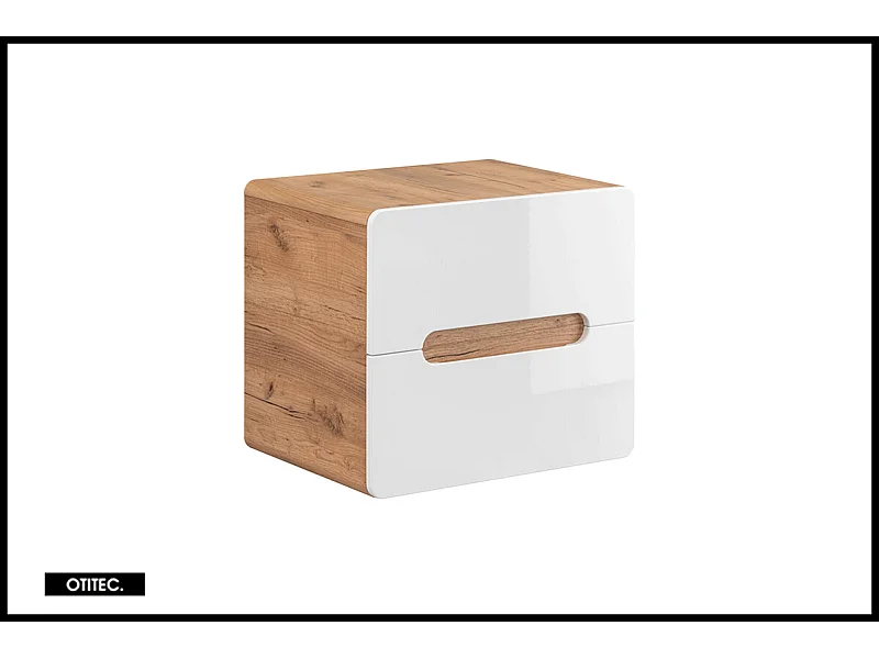 Meuble sous vasque de 60 cm - Blanc - 2 tiroirs - PASTI