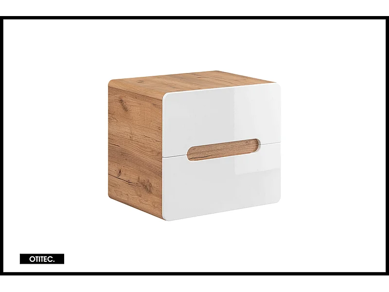 Meuble sous vasque de 60 cm - Blanc - 2 tiroirs - PASTI