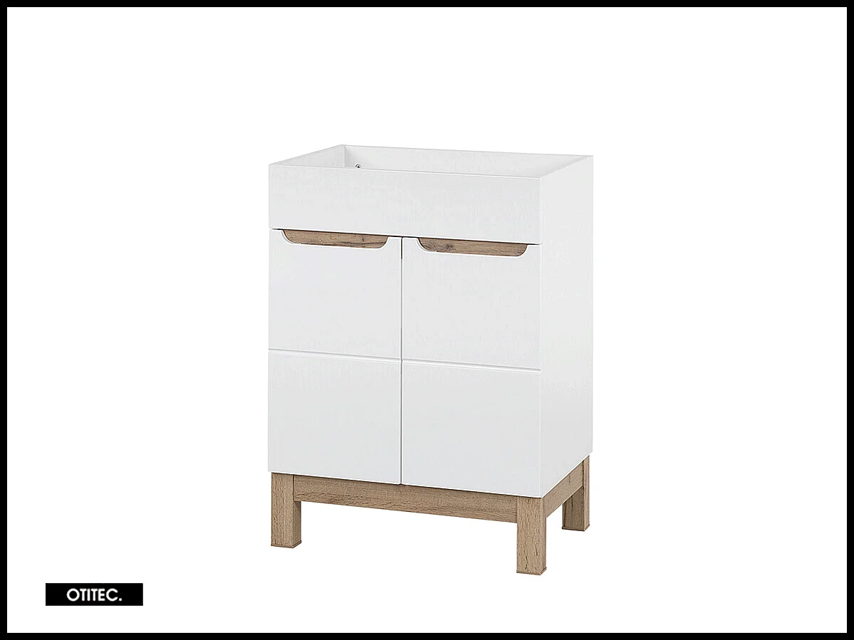 Meuble sous vasque de 60 cm - Blanc - 2 portes - BALI WHITE