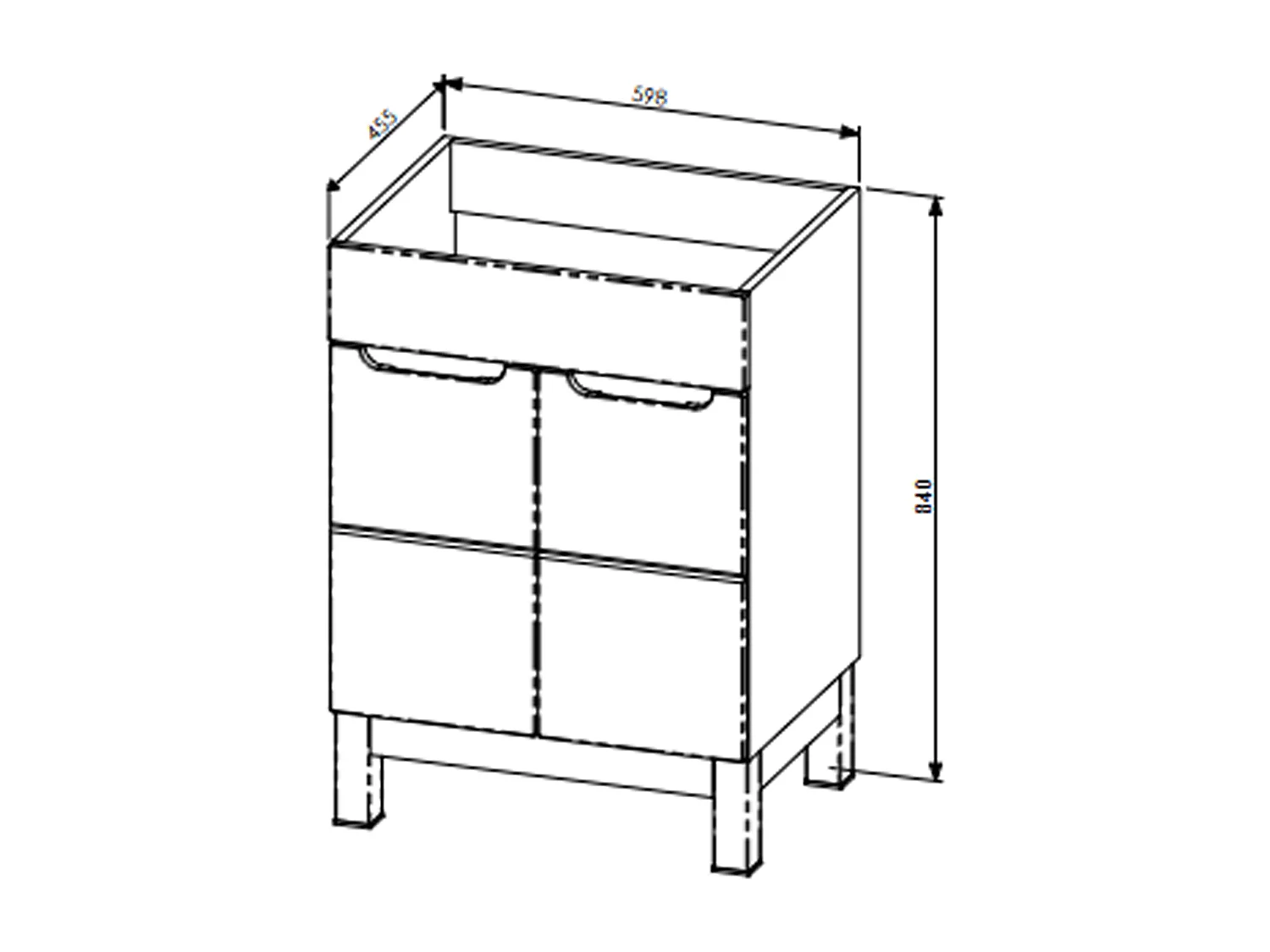 Meuble sous vasque de 60 cm - Blanc - 2 portes - BALI WHITE