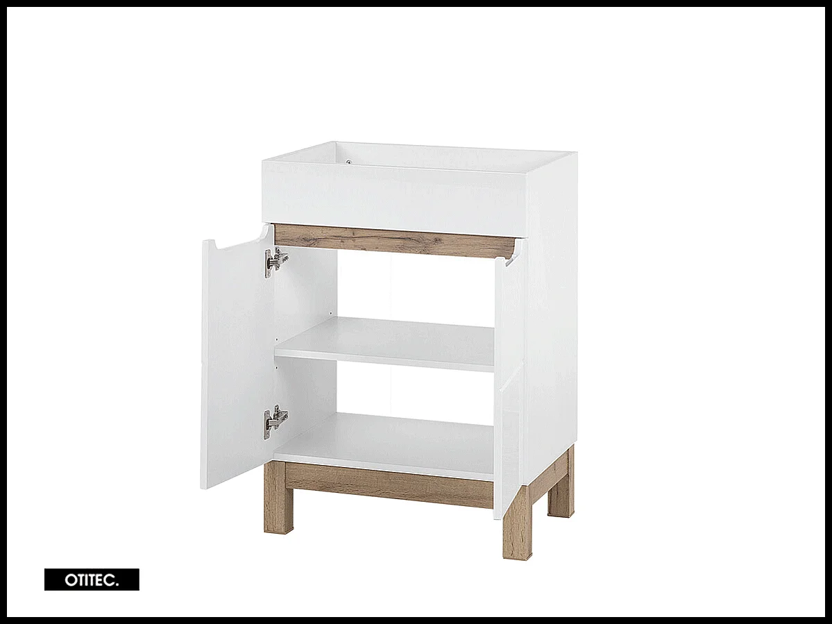 Meuble sous vasque de 60 cm - Blanc - 2 portes - BALI WHITE