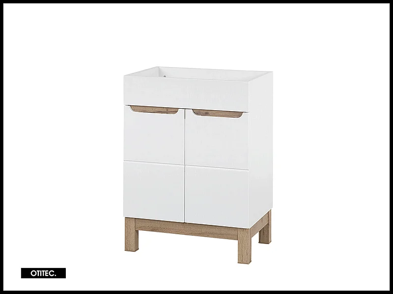 Meuble sous vasque de 60 cm - Blanc - 2 portes - BALI WHITE