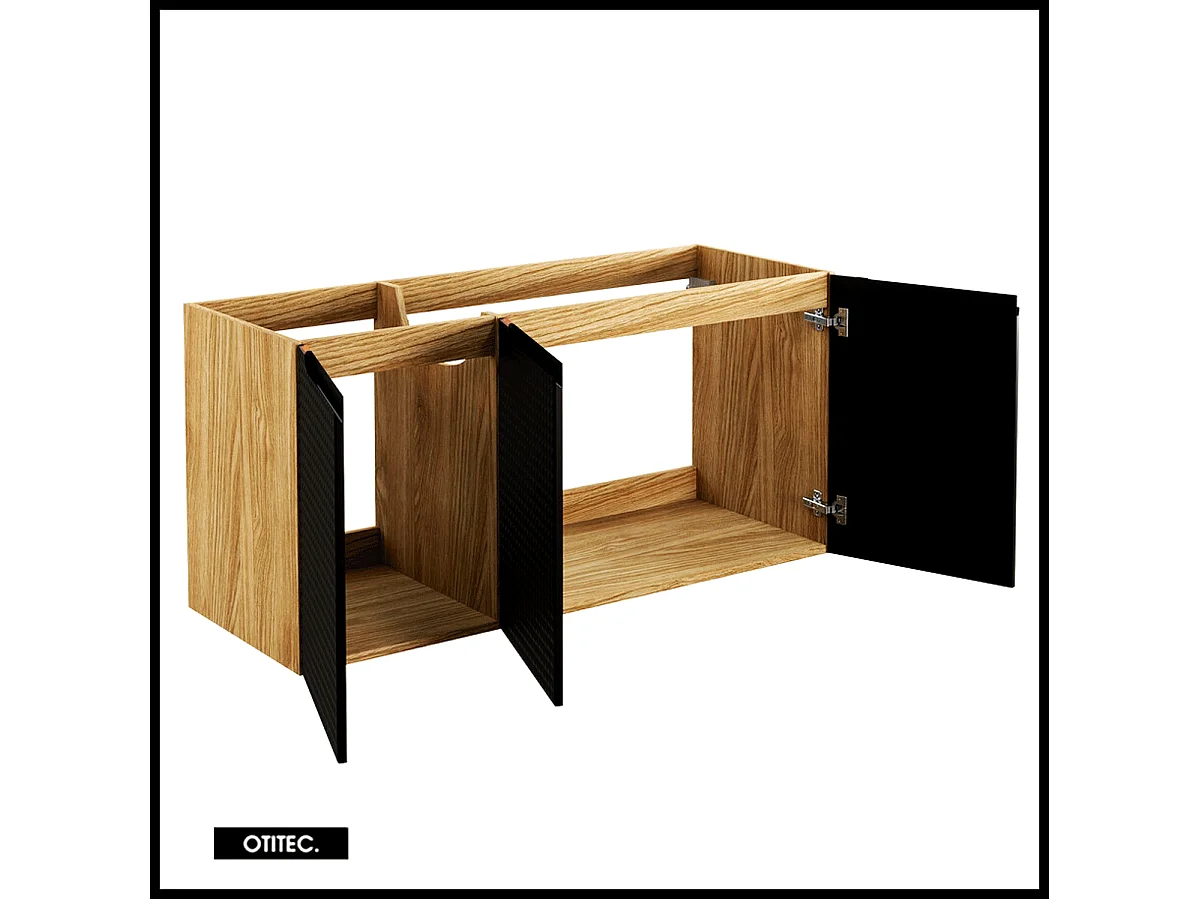 Meuble sous vasque de 120 cm - Noir - 3 portes - SETTA