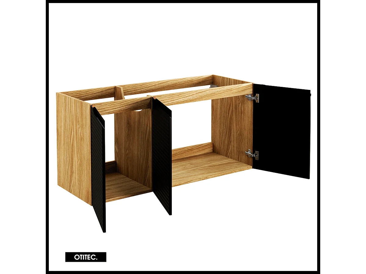 Meuble sous vasque de 120 cm - Noir - 3 portes - SETTA