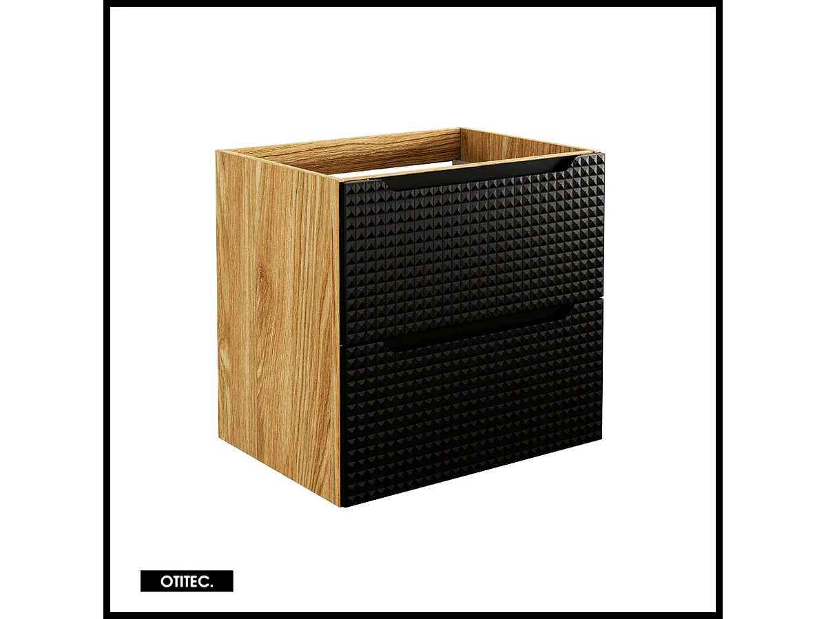 Meuble sous vasque de 60 cm - Noir - 2 tiroirs - SETTA