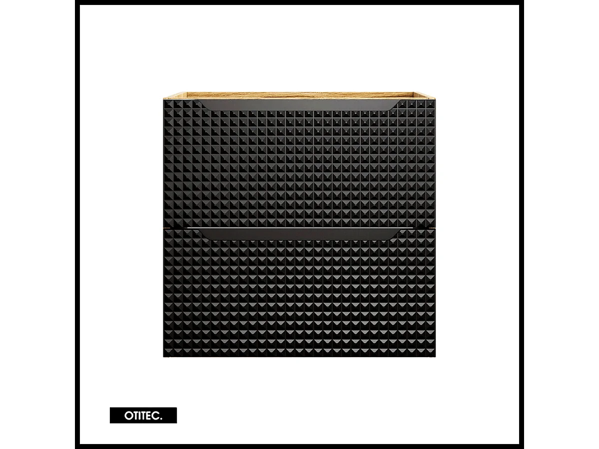 Meuble sous vasque de 60 cm - Noir - 2 tiroirs - SETTA