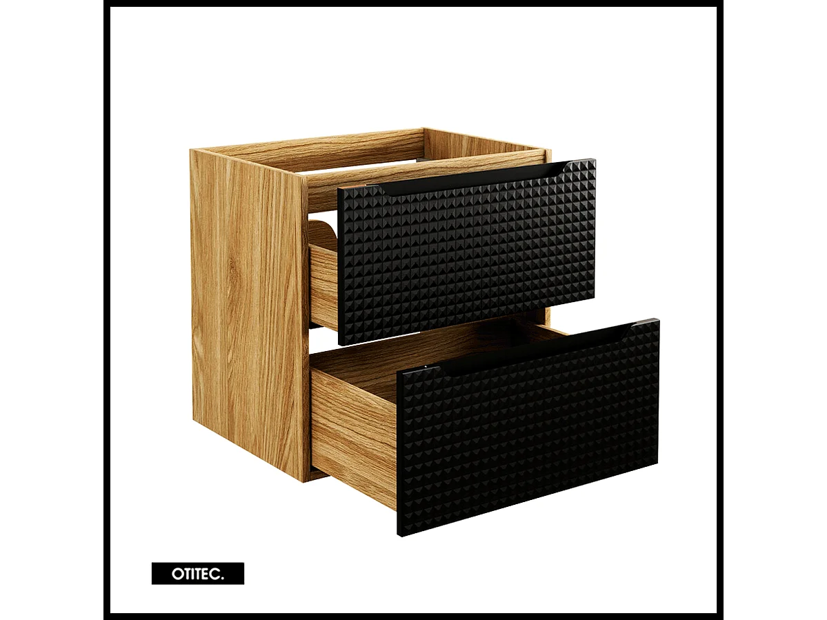 Meuble sous vasque de 60 cm - Noir - 2 tiroirs - SETTA